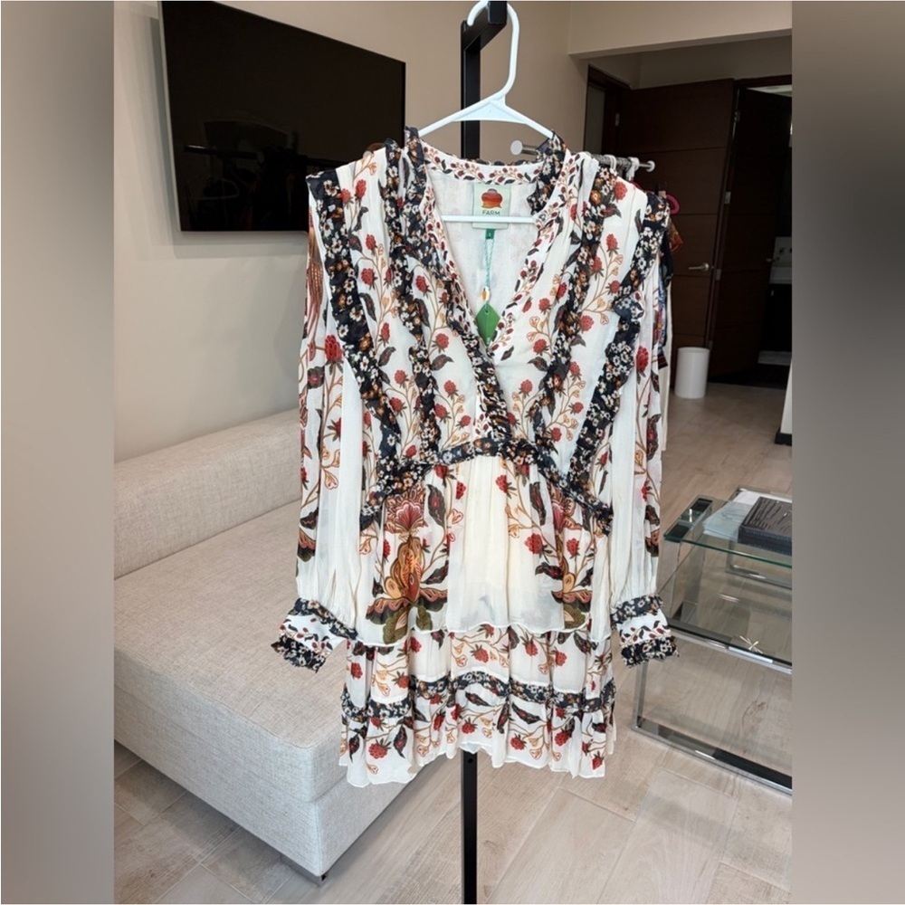 Farm Rio: Cream Berry Garden Mini Dress - Picture 9 of 13